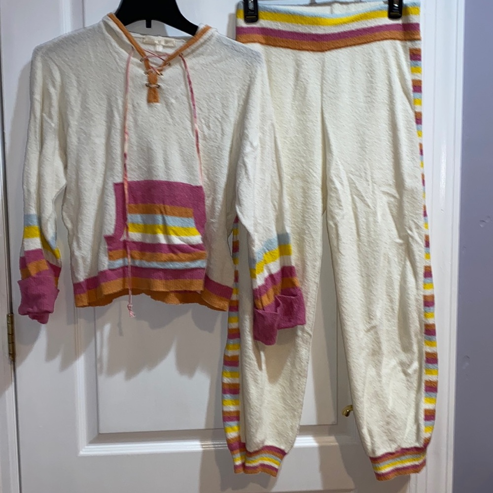 Loveshackfancy towel hoodie and sweatpants set